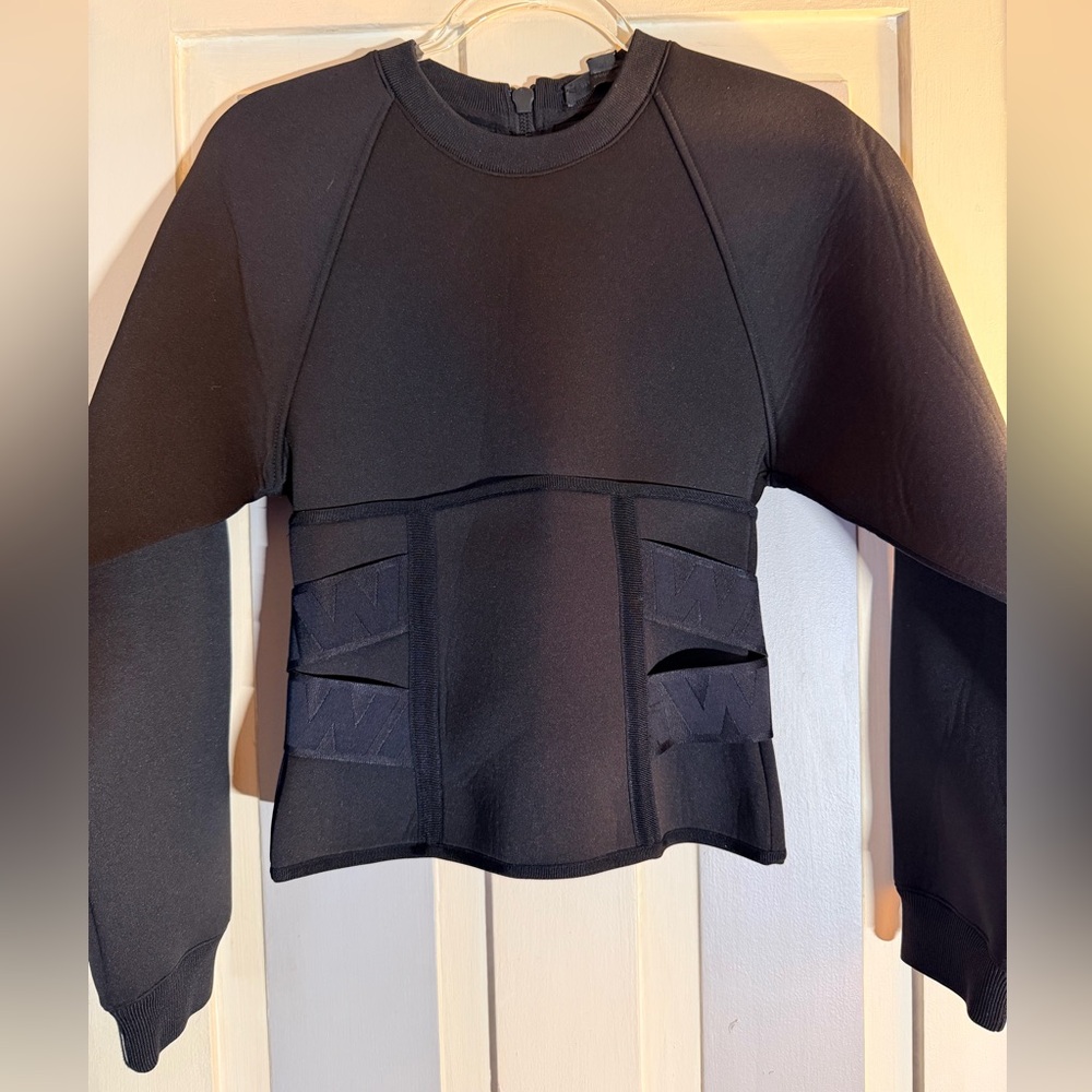 Alexander Wang Black Long Sleeve Corset Waist Top